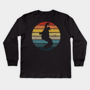 Break dance Silhouette On A Distressed Retro Sunset design Kids Long Sleeve T-Shirt